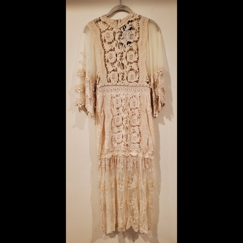 Nasty Gal Crochet Lace Maxi Dress-CREAM not black - Picture 4 of 7